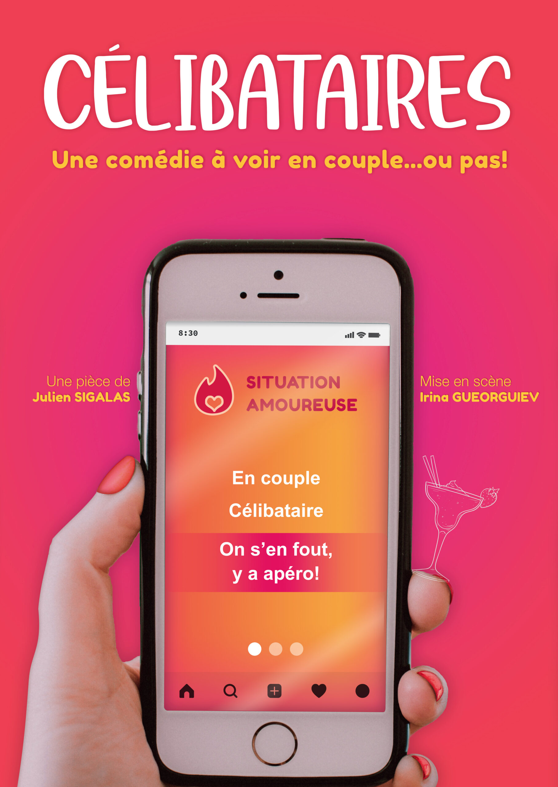 Affiche du spectacle Célibataires au café-théâtre Défonce de Rire