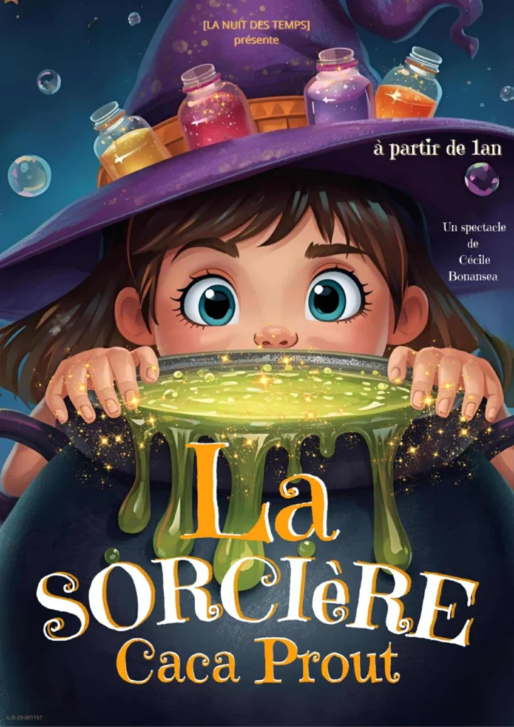 Affiche du spectacle La sorcière Caca Prout au café-théâtre Défonce de Rire