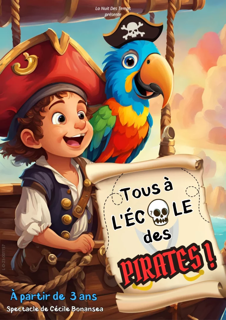 Affiche du spectacle Tous à l’école des pirates au café-théâtre Défonce de Rire